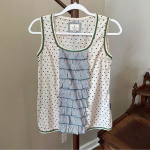 Boutique polka dot ruffle tank S